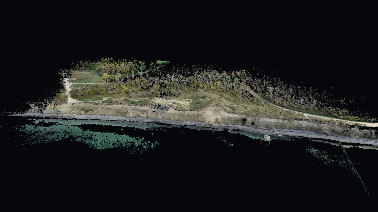 The same site as a dense cloud of discrete coloured points.